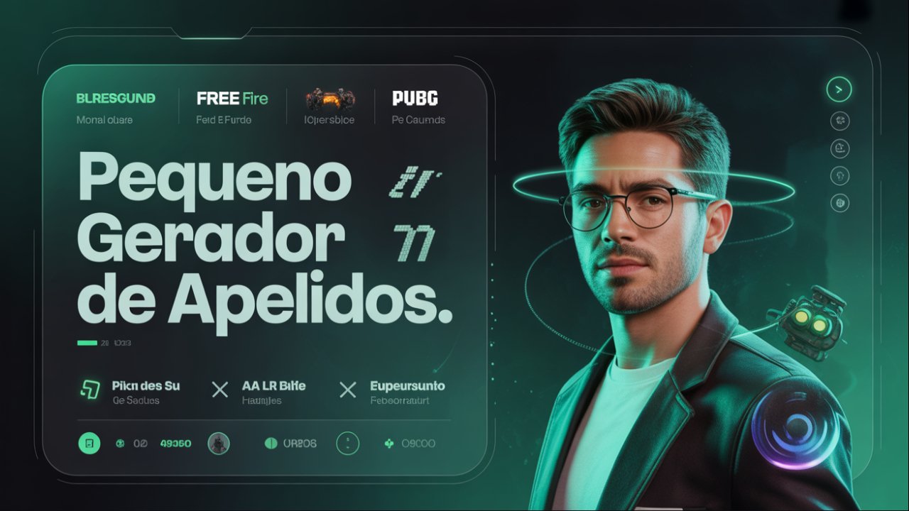 Pequeño gerador de apellidos. O Conversor de Letras Pequenas é uma ferramenta online que transforma texto normal em letras pequenas e estilosas, também conhecida como caracteres sobrescritos e subscritos. Essas letras são amplamente utilizadas no Free Fire, PUBG e outros jogos online para criar nomes de usuário com aparência profissional. Um gerador de letras para nick permite escrever palavras em um estilo compacto e elegante, sem alterar o significado. O resultado é um nome de usuário profissional e moderno que se destaca em qualquer ranking.